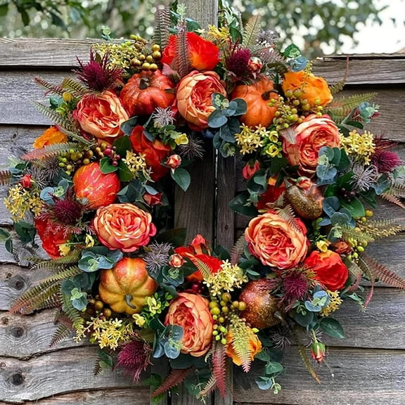 Fall Wreath for Front Door, Autumn Pumpkin Wreath Halloween Wreath Thanksgiving Wreath Door Hanging Wreath Party Decoration Home Relaxed Decor Inside Outside Wreath Window Garland Yard Indoor Outdoor