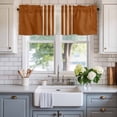 thumbnail image 2 of Burnt Orange Beige Striped Farmhouse Short Window Curtain Valances, Modern Farmhouse Retro Lines Rod Pocket Kitchen Valances for Living Room Bedroom Bathroom Cafe 42" x 18", 2 of 8
