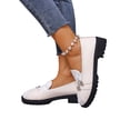 thumbnail image 4 of NexTorq Platform Loafers for Women,Chunky Loafers Women,Leather Comfortable Shoes,Lug Sole Metal Buckle Business Work Shoes, Beige, 36, 4 of 5