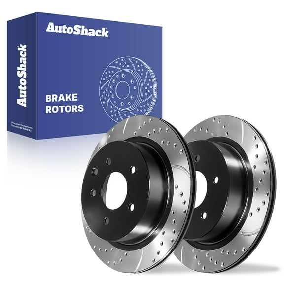 AutoShack Rear Vented Drilled & Slotted E-Coated Brake Rotors 2-PC Set Replacement for 2008-2020 Nissan Rogue 2017-2022 Nissan Rogue Sport 2003-2005 INFINITI G35 ShadowGuard 11.49" (291.8 mm)