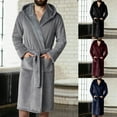 thumbnail image 4 of TOWED22 Mens Terry Bath Robe, Plush Hooded Cotton Cloth Knee-Length Robes for Spa, Shower, Soft Towel Bathrobes with Pockets(A01-Black,5XL), 4 of 5