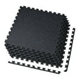 thumbnail image 2 of Rubber Gym Mats Interlocking 1/2 Inch Thick - 12 Tiles Workout Flooring - Protective Foam Tiles for Home Gyms, Fitness Rooms, Garage, Black/Blue, 2 of 9
