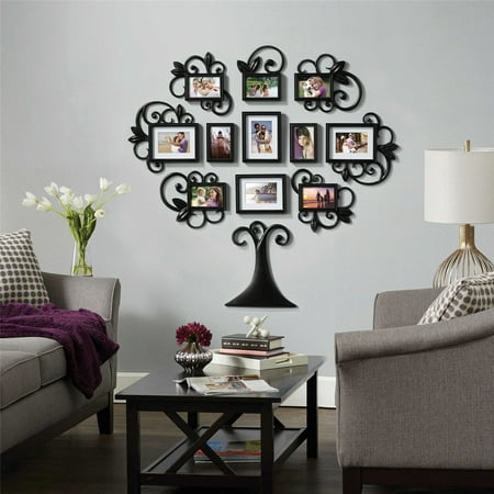 Diy Family Tree Photo Picture Frame Collage Set Black Wall Art Decoration Sticker Home Room Decor Canada - Diy Decor Picture Frames Collage