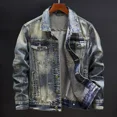 thumbnail image 3 of Chaquetas vaqueras para hombre, abrigo vaquero de otoño para hombre, de moda, nuevo, de alta calidad, precio bajo, holgado, original, coreano, informal, de lujo, estético, 3 of 4
