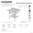 thumbnail image 4 of Kingston Brass KVPB3630MASQB0 Templeton 36" Carrara Marble Console Sink with Acrylic Legs and Shelf (8-Inch, 3-Hole), Carrara Marble White/Matte Black, 4 of 4