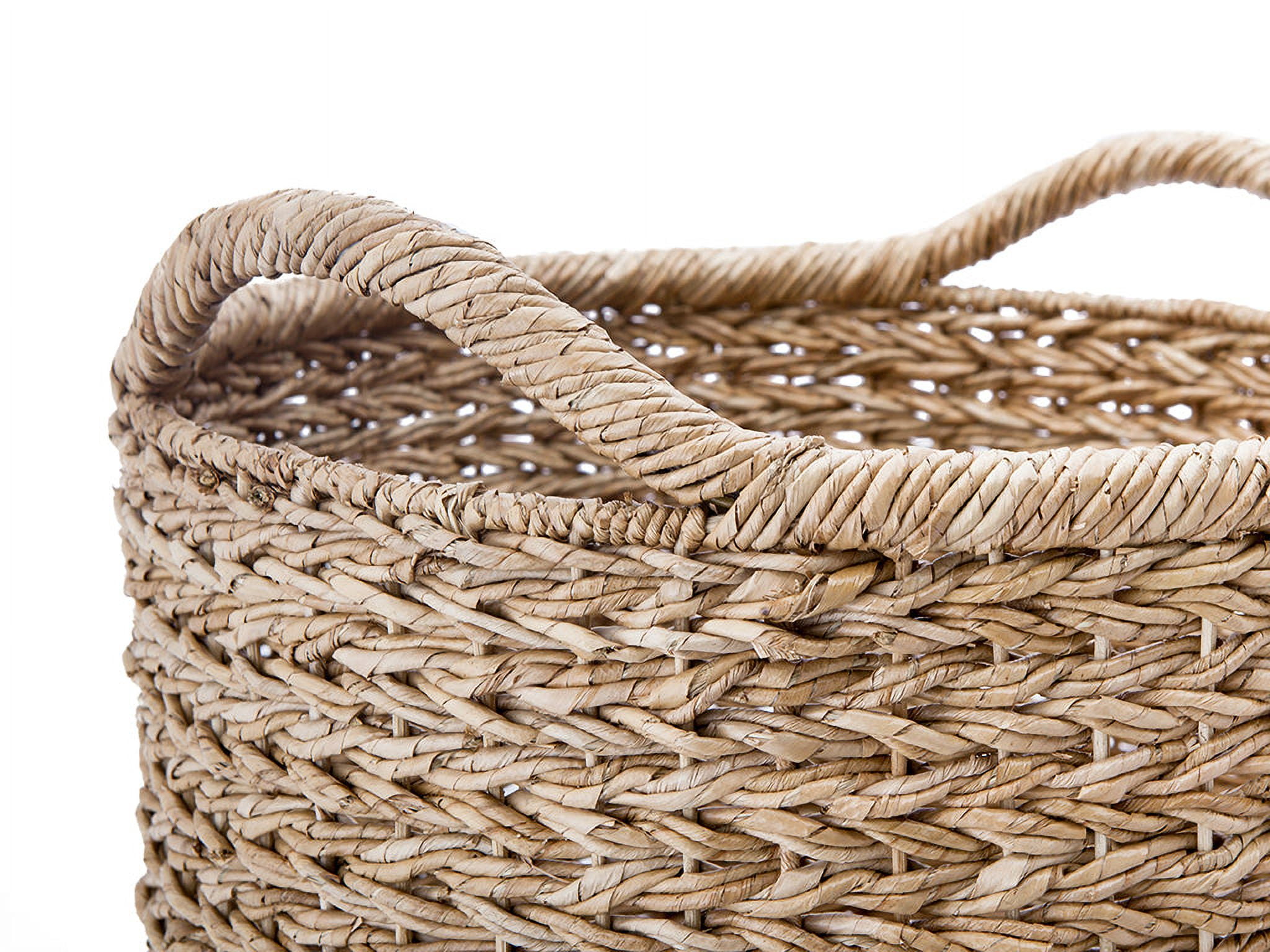 Kouboo Large Handwoven Decorative Storage Basket In Twisted Sea Grass With Handles, Circle-Shaped Basket Bin For Storage In Entryway, Organizing Basket For Laundry, Natural