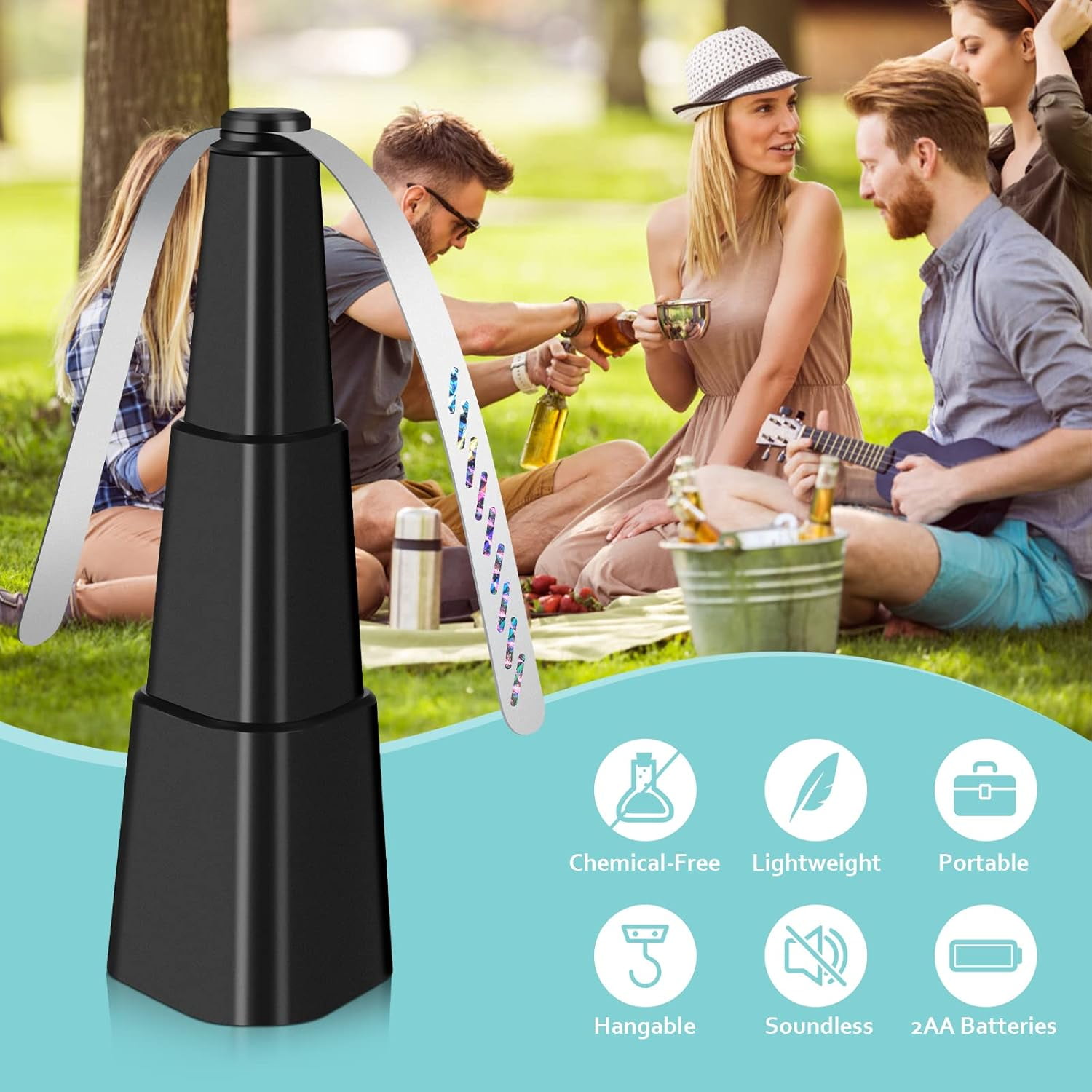 6-Pack Fly Fans for Tables, Battery-Operated Bug Repellent Fans with Holographic Blades for Indoor Outdoor Dining, Picnic, BBQ & Restaurant, Modern