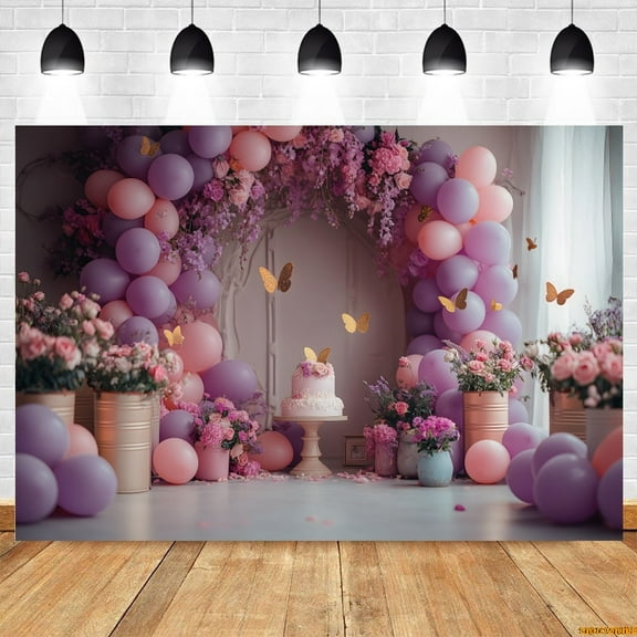 Baby 1st Birthday Photography Backdrop r Butterfly Balloons Arch Cake Newborn Baby Shower Photo Background Photostudio Props