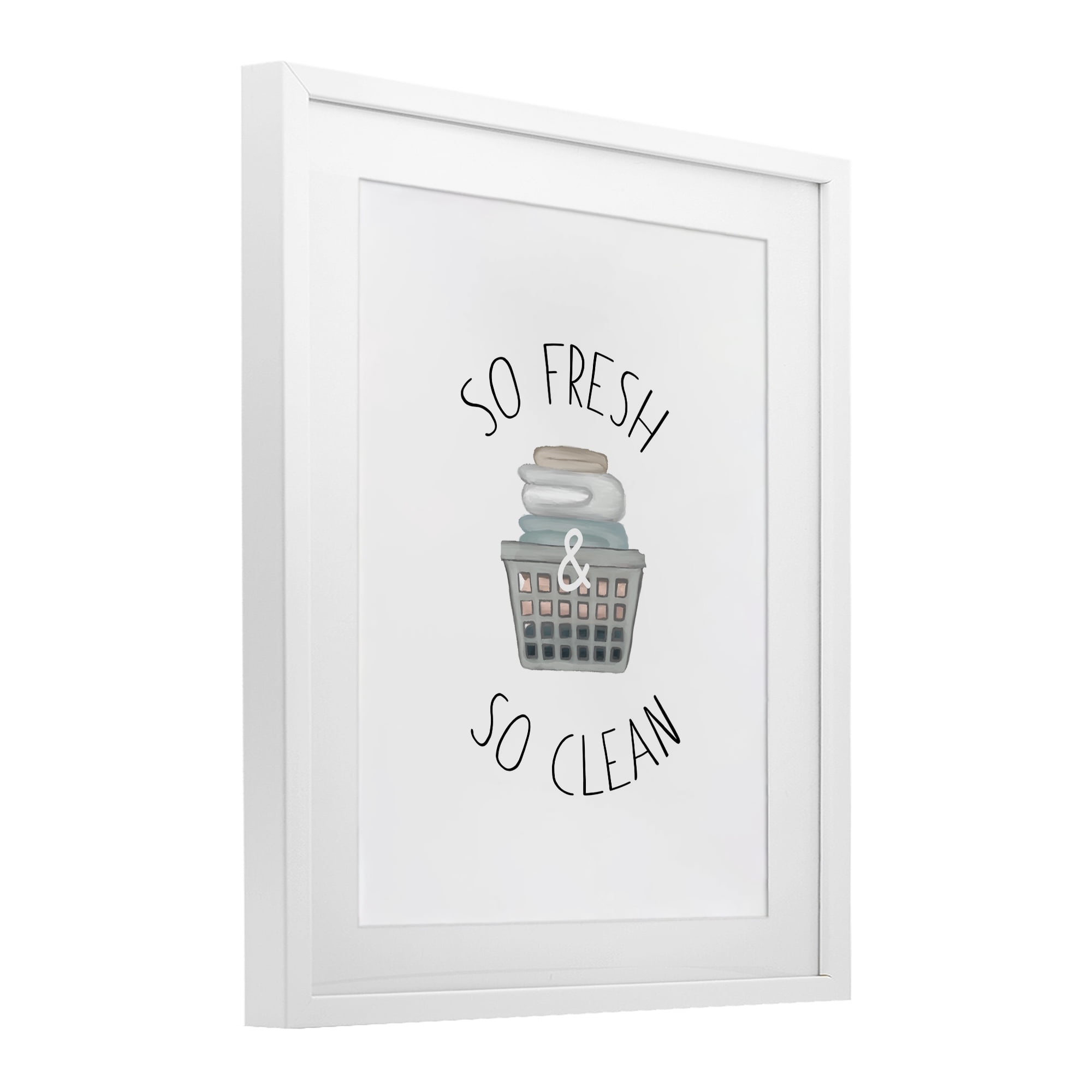 Stupell Industries So Fresh Laundry Basket White Framed Print Under Glass, design by Elizabeth Medley