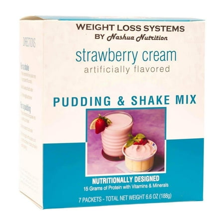 Weight Loss Systems Pudding and Shake - Strawberry Cream - 7/Box - High Protein - Low Calorie - Low Fat - Low
