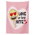 thumbnail image 3 of Ambesonne Emoji Art Tablecloth Rectangular Table Cover, Romantic Ice Cream Face, 60"x84", Rose Pale Yellow Hot Pink, 3 of 4