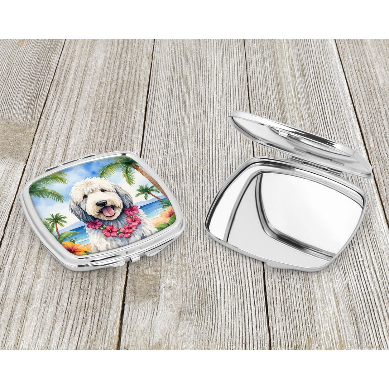 Komondor Luau Compact Mirror 2.75 in x 3 in
