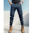 thumbnail image 1 of Pantalones Cargo Para Hombre Joggers Elegantes E Informales,Azul,S(30), 1 of 9