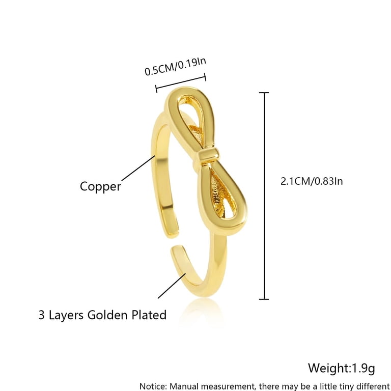 Z ZACHÉ Gold Bow Ring Gold Plated Bow Open Ring Adjustable