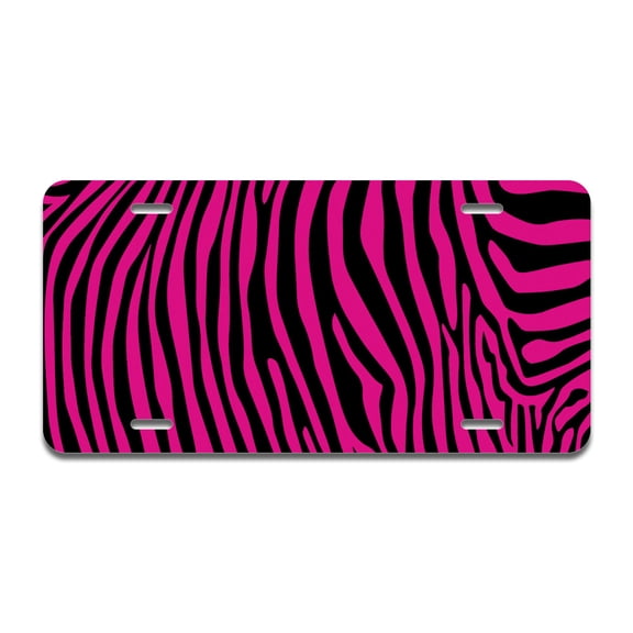 Pink Zebra Aluminum License Plate| License Plate 12" X 6" Fits Any Car, Truck, SUV, RV, or Trailer | Made in The USA
