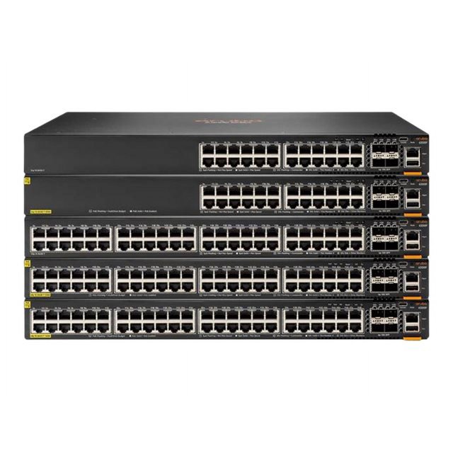 HPE Aruba 6200M 24G 4SFP+ Switch - Switch - Distance d'Empilage Max. 10 km - L3 - Géré - 24 x 10/100/1000 + 4 x 1 Gigabit / 10 Gigabit SFP+ (Liaison Montante / Empilage) - avant et Côté vers Arrière - Monté sur Rack - BTO