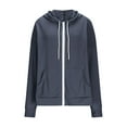 thumbnail image 4 of Womens Full Zip Hoodies, Fall Coats for Women Fashion Loose Fit Solid Color Long Sleeve Pullover Sweatshirts with Pockets, 4 of 6
