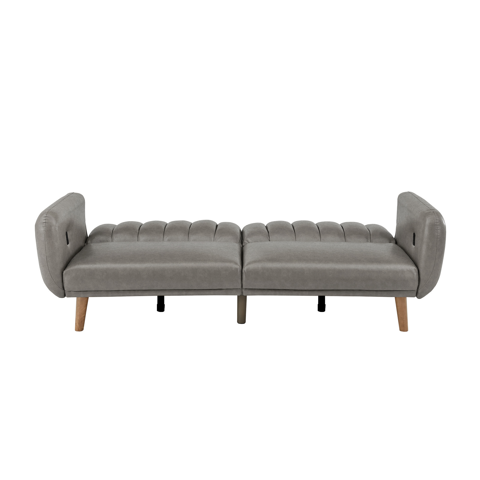 Weston Home Fosnavag Upholstered Convertible Split-Back Futon Sofa Bed with USB Charging Ports, Gray