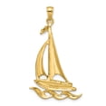 thumbnail image 3 of 14k Yellow Gold Sailboat Pendant with Yacht, Flag, and Wave Design, Nautical Ocean Jewelry for Men and Women, Unisex Symbol of Freedom and Sea Adventure, 3 of 6