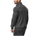 thumbnail image 5 of SSAAVKUY Men's Quilted Sweatshirt Casual Long Sleeve Outdoor Padded Standing Collar Quarter Zipper Pullover Sweatshirt Dark Gray 14, 5 of 9