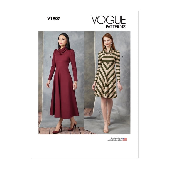 Vogue Sewing Pattern 1907 - Misses' Dress, Size: B5 (8-10-12-14-16)