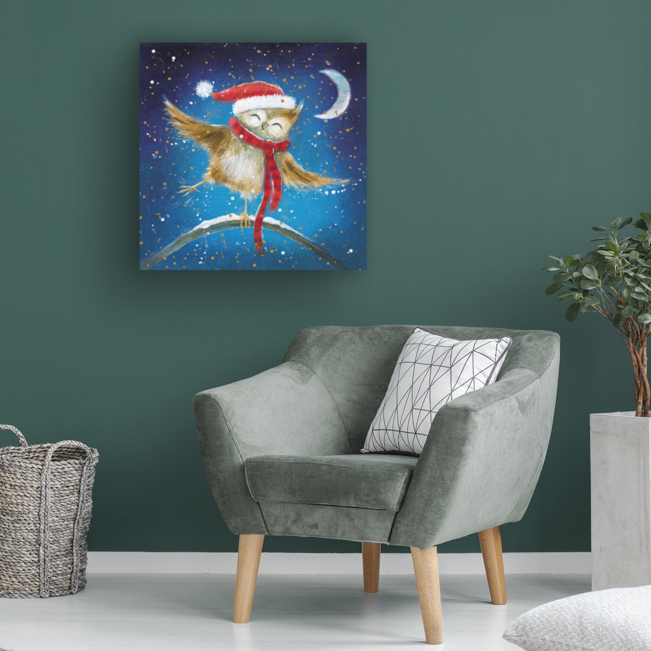Canvas Wall Art - Paper Dove Co Ltd 'Jolly Owl' Wall Art for Living Room, Bedroom, or Office Décor by Trademark Fine Art - 14 x 14 Inches