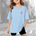 thumbnail image 4 of HABDGIKS T-Shirts d'Été pour Filles, Imprimé Épaule, Col Rond, Manches Courtes Amples (3-14 Ans), Haut Respirant, 4 of 5