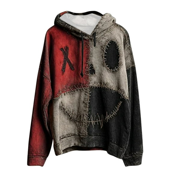 SBYOJLPB Women's Hoodie Long Sleeve Printed Sweatshirt Casual Round Neck Fashion Hooded Top Ladies Pullover Hoodie Red