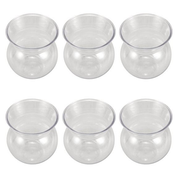 FRCOLOR 6-Pack Mini Transparent Flower Pots, Small Plant Containers, Decorative Miniature Pots for and Indoor Plants