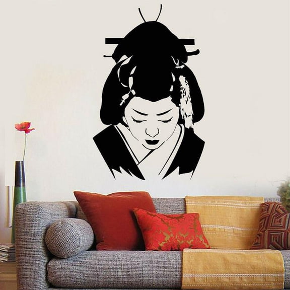 Japanese Woman Asian Girl Portrait Stickers Vinyl Home Decor Wall Decals Self-adhesive Murals Bedroom Decoration 42x66cm