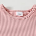 thumbnail image 5 of CHEEREAM Toddler Baby Girl Summer Clothes Knit Ribbed Short Sleeve T-Shirt Tops + Flowy Wide Leg Pants Two Piece Outfit, 5 of 9