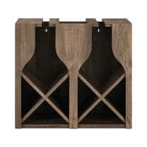Furniture of America Tulum Wood Multi-Storage Wine Rack, Reclaimed Oak