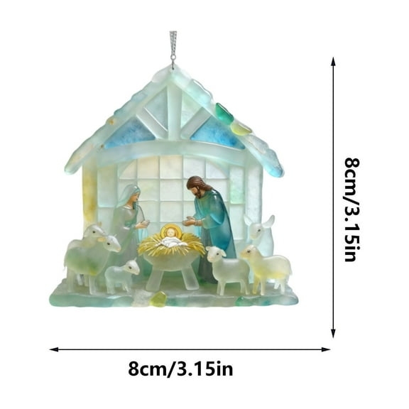 Christmas Nativity Scene Ornament Sea Glass Nativity Scene Ornament Jesus Ornaments Gift for Family Christmas Tree Decorations