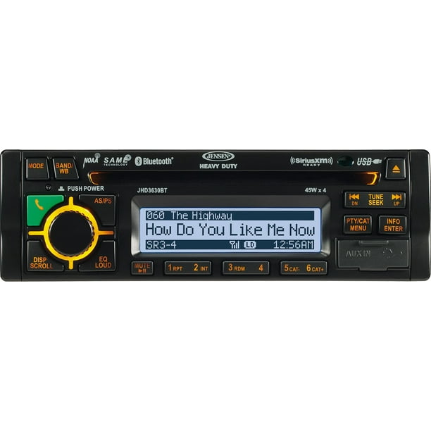 JENSEN JHD3630BTB Heavy Duty AM/FM/WB/CD/RBDS/USB SiriusXM Ready and