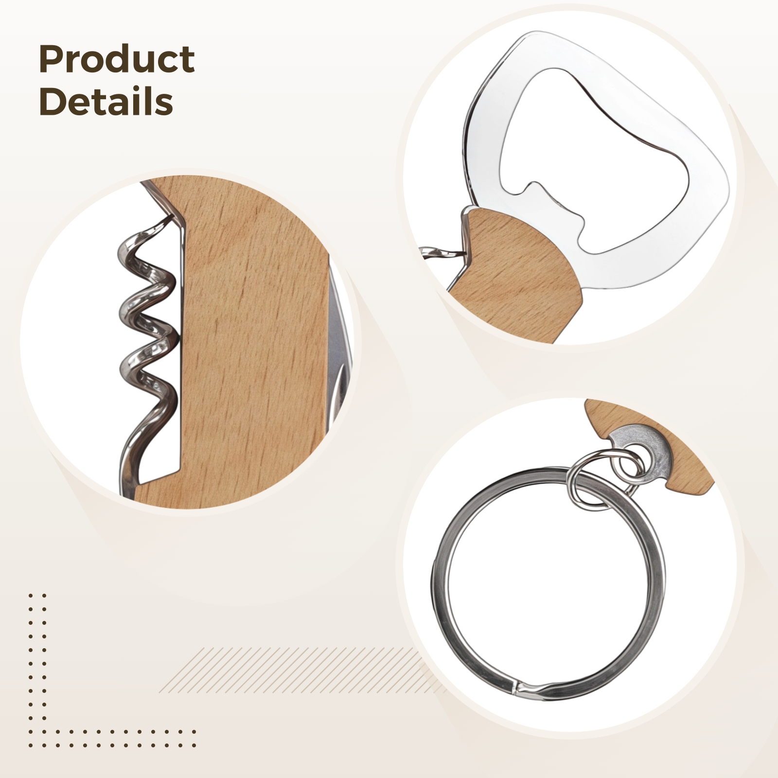24 Pcs Bottle Opener Keychains, Multi-Function Beer Openers with Wooden Handles & Cutters, Stainless Steel Wine, Beer, and Foil Cutter with Key Ring, Portable for Parties, Camping