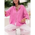 thumbnail image 3 of FOCUSNORM Cardigan Tricoté pour Femmes Automne Manches Mi-Longues Col Rond Couleur Unie Boutonné Tricoté, 3 of 8