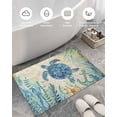 thumbnail image 5 of Shag Bath Rugs Nautical Sea Turtle Blue Gradient Plush Soft Fluffy Doormat Floor Carpet,Non-Slip Living Room Bedroom Kitchen Entryway Door Mats Coastal Coral Retro Letter, 5 of 6