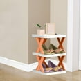 thumbnail image 5 of Scandinavian Style DIY Storage Shelf - Multilayer Detachable Organizer Rack for Shoes, Plants & Bathroom | 3-Tier Plastic Shelving Unit 33.5x26x24cm, 5 of 6