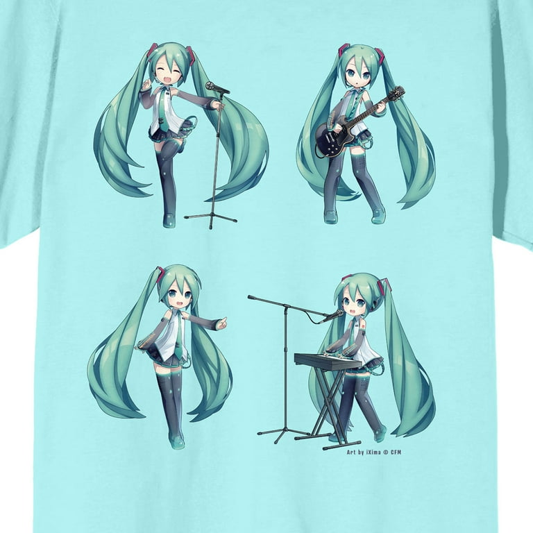 Amazon Neon Green Graphic Tees Womens Hatsune Miku Band Design