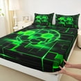 thumbnail image 3 of Erosebridal Girls Football Twin Sheet Sets,Sports Game Bedding Twin Size,Green Geometric Glowing Plaid Bed Sheets Set Twin Size,Microfiber Bedroom Decor，3pcs, 3 of 8