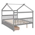 thumbnail image 6 of Full Size House Bed with 2 Drawers, Wooden House Platform Bed with Headboard and Footboard, Daybed Playhouse Tent Bed with for Teens Boys Girls, No Box Spring Required, Gray, 6 of 7