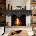 thumbnail image 5 of Decozen Charcoal Gray Mantel Scarf Cover - Intricate Cutouts Embroidery for Fireplace Kitchen Dining Room Home Decor - 18 x 90 inches - The Charcoal Fleur Collection, 5 of 8