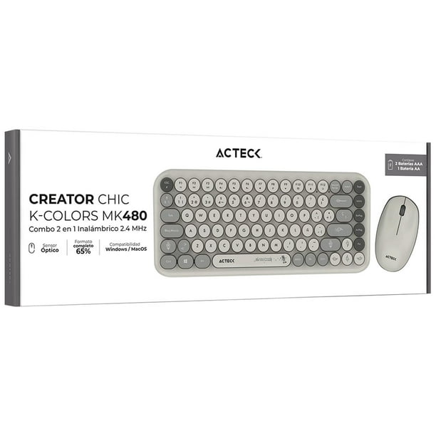 Kit Teclado y Mouse ACTECK CREATOR CHIC K-COLORS MK480 Inalambrico