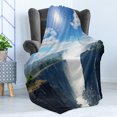 thumbnail image 4 of Waterfall Soft Flannel Fleece Throw Blanket, Victoria Waterfall and Mountain Cliff Sunshine Natural Landscape Photo, Cozy Plush for Indoor and Outdoor Use, 70" x 90", Blue White Green, by Ambesonne, 4 of 5