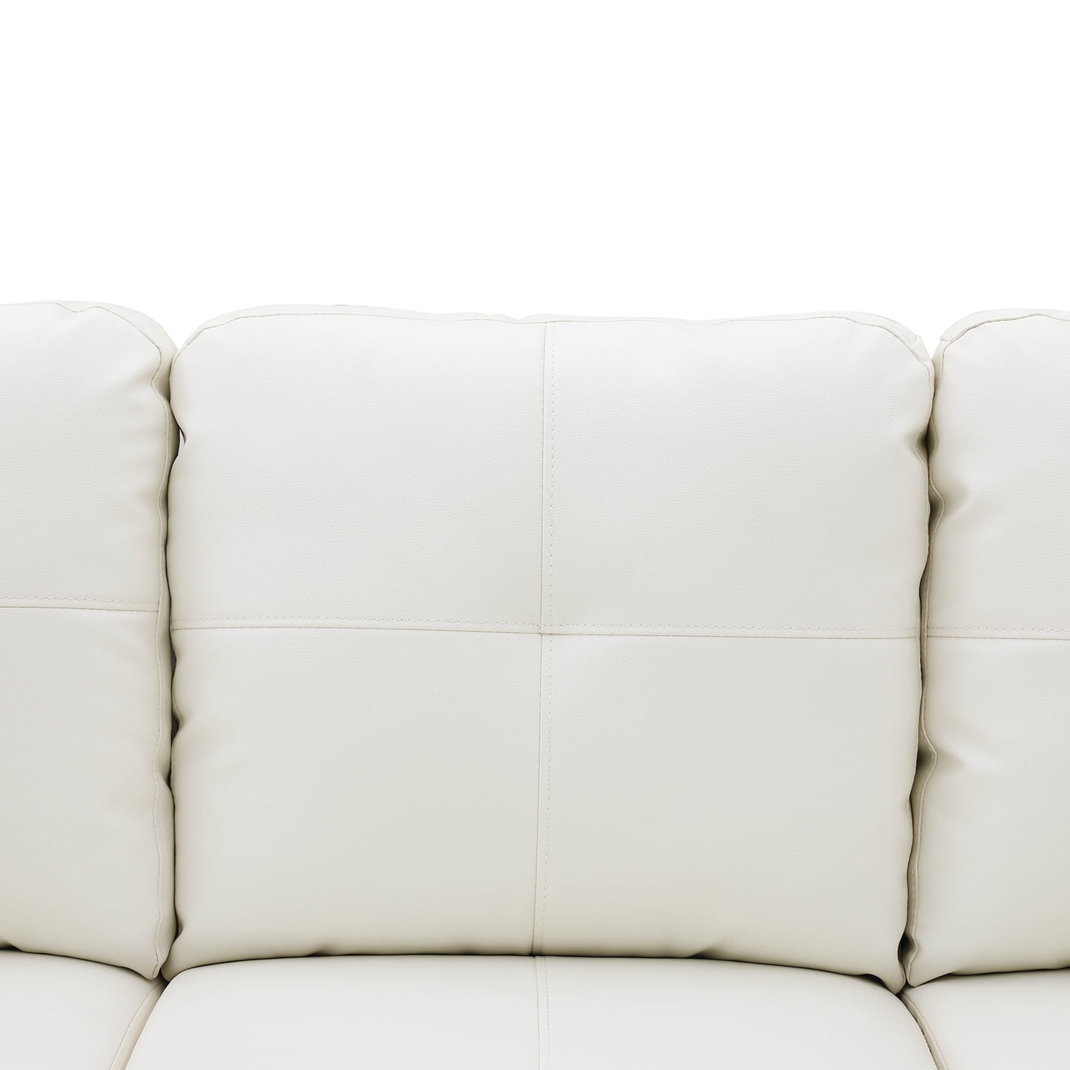 Hommoo L Shaped 4-Seat Couch, Faux Leather Sectional Couches and Sofas, Modern Living Room Furniture Sets Sectional Sofa Set, White(No Ottoman)