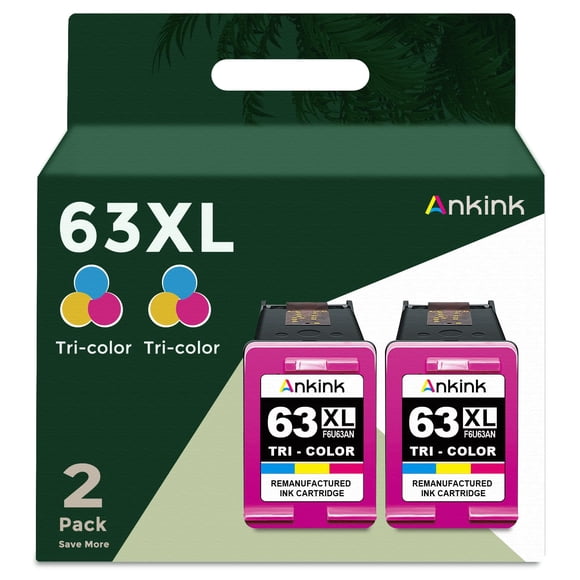 Cartuchos de tinta Ankink 63XL de repuesto para HP 63 XL (paquete de 2)