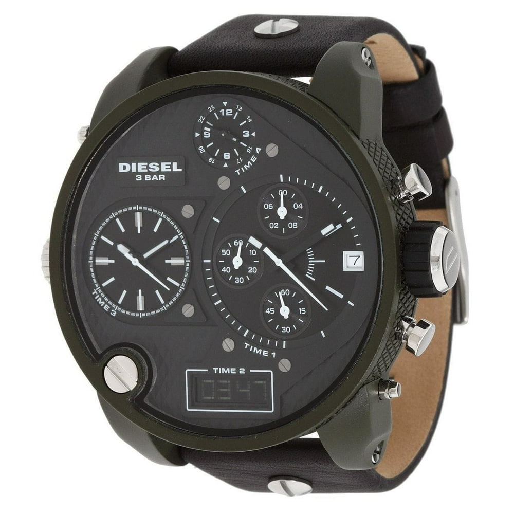 Diesel Diesel Men's DZ7250 'Big Daddy' Chronograph Black Leather