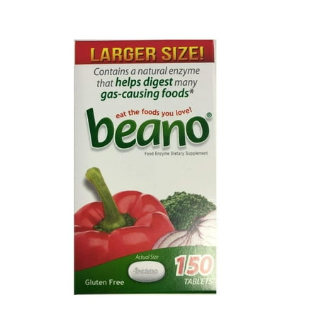 Foods Natural Enzymes - Larger Size! 150 count Bottle, Contains a Natural Enzyme That Helps Digest Many Gas Causing Foods By Beano,USA