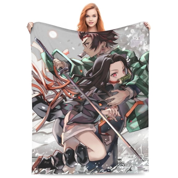 Demon Slayer Kimetsu No Yaiba Flannel Blanket Funny Ultra-Soft Micro Warm Throw Blanket Fleece Blanket Interesting Gift 50"X40"