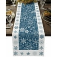 thumbnail image 5 of Winter Snowflakes Floral Table Runner 13x90in Non-Slip Cotton Linen Table Runners, Christmas Blue Dresser Scarves TableRunner for Dinner Kitchen Dining Wedding Party, 5 of 9